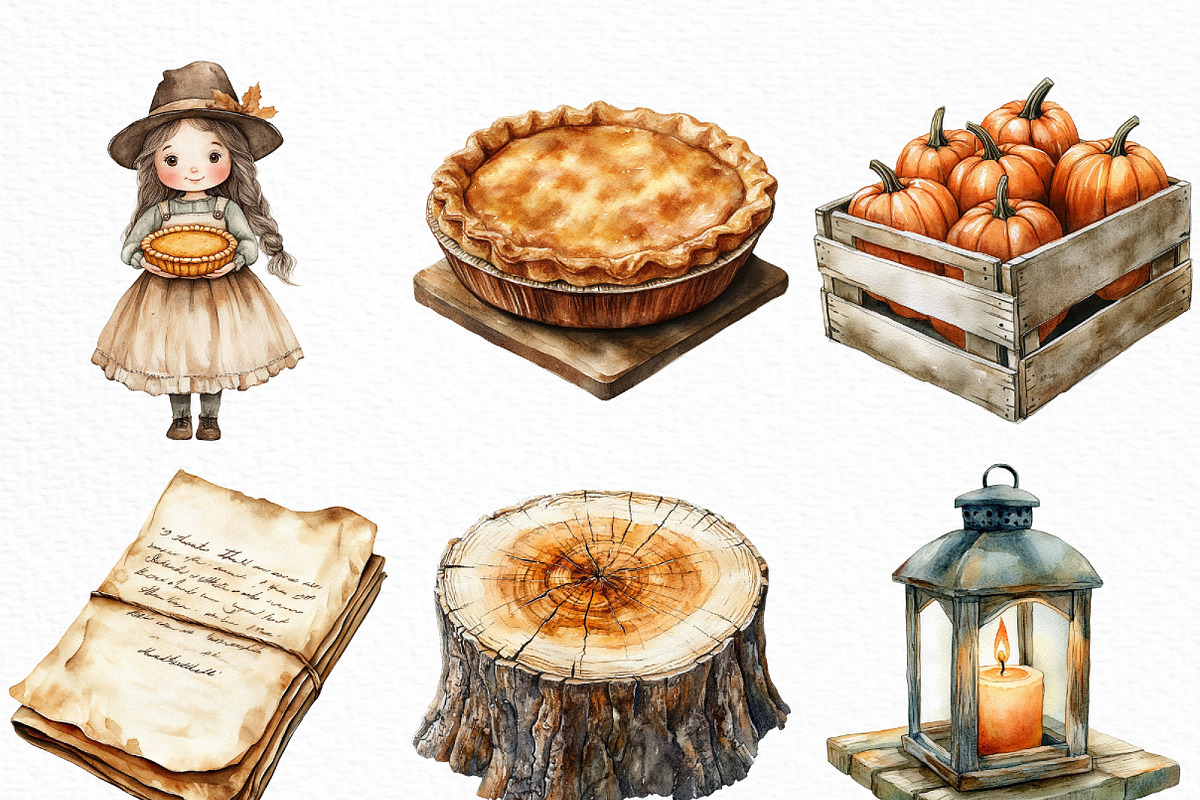 Vintage Thanksgiving Clipart, an Illustration by Craft Nest (Photo 2 of 6)