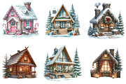 Winter Christmas Cabin Clipart, an Illustration by DreamArtGraphic (Thumbnail 4 of 4)