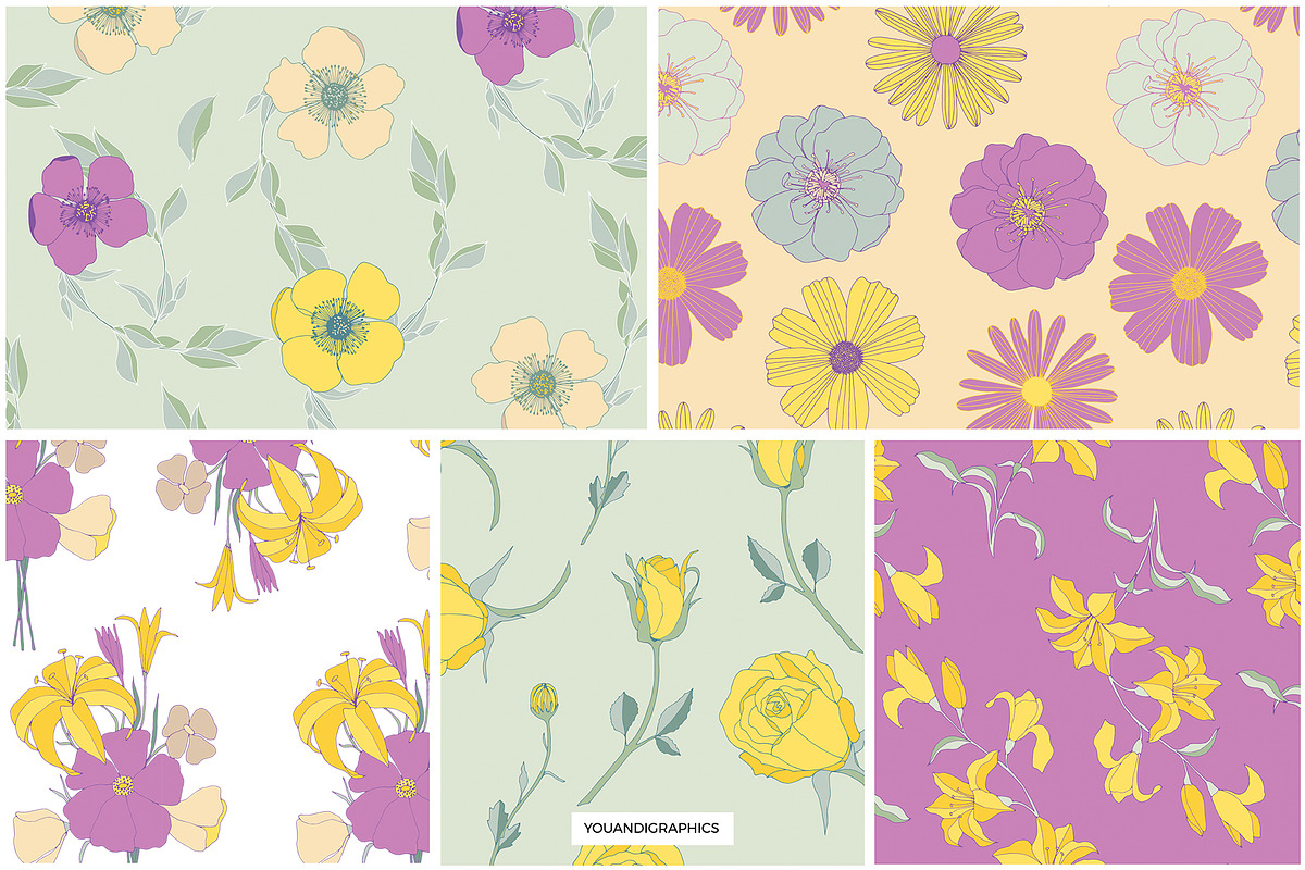 Flower Garden Seamless Patterns, a Pattern Graphic by Youandigraphics (Photo 10 of 14)
