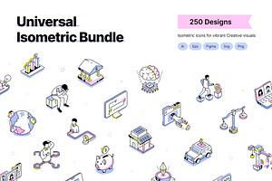 250 Universal Isometric Icons, an Object Illustration by Prosymbols