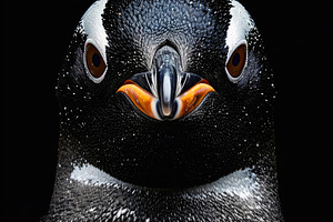 Gentoo penguin portrait with orange beak and spotted feathers, an Animal Photo by GoodGoods