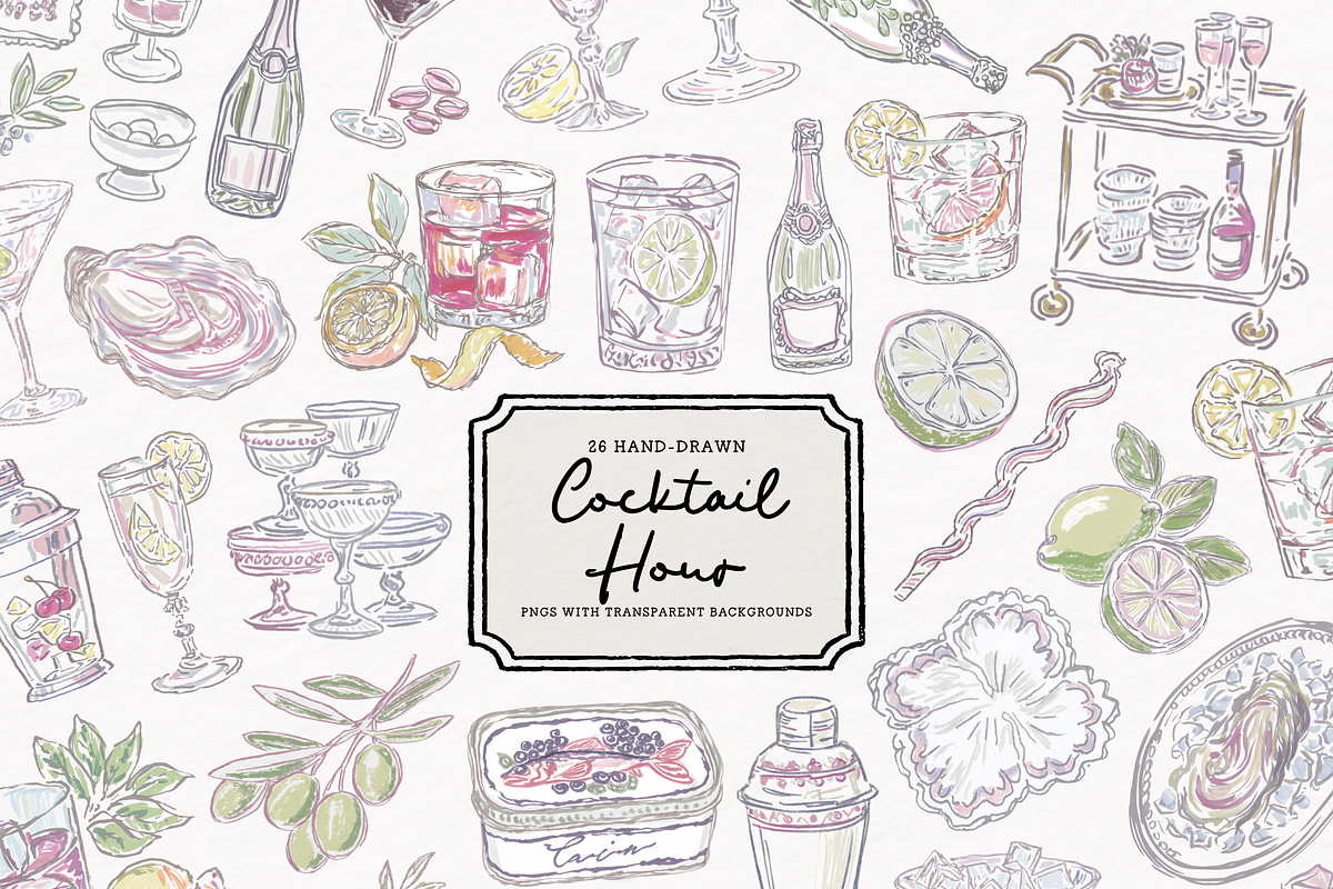 Wedding Cocktail Clipart, Bar Sign, a Food Illustration by The October Creative (Photo 1 of 16)