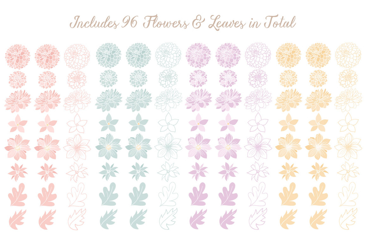Pastel Dahlia Flowers Clipart, an Illustration by Amanda Ilkov (Photo 4 of 4)