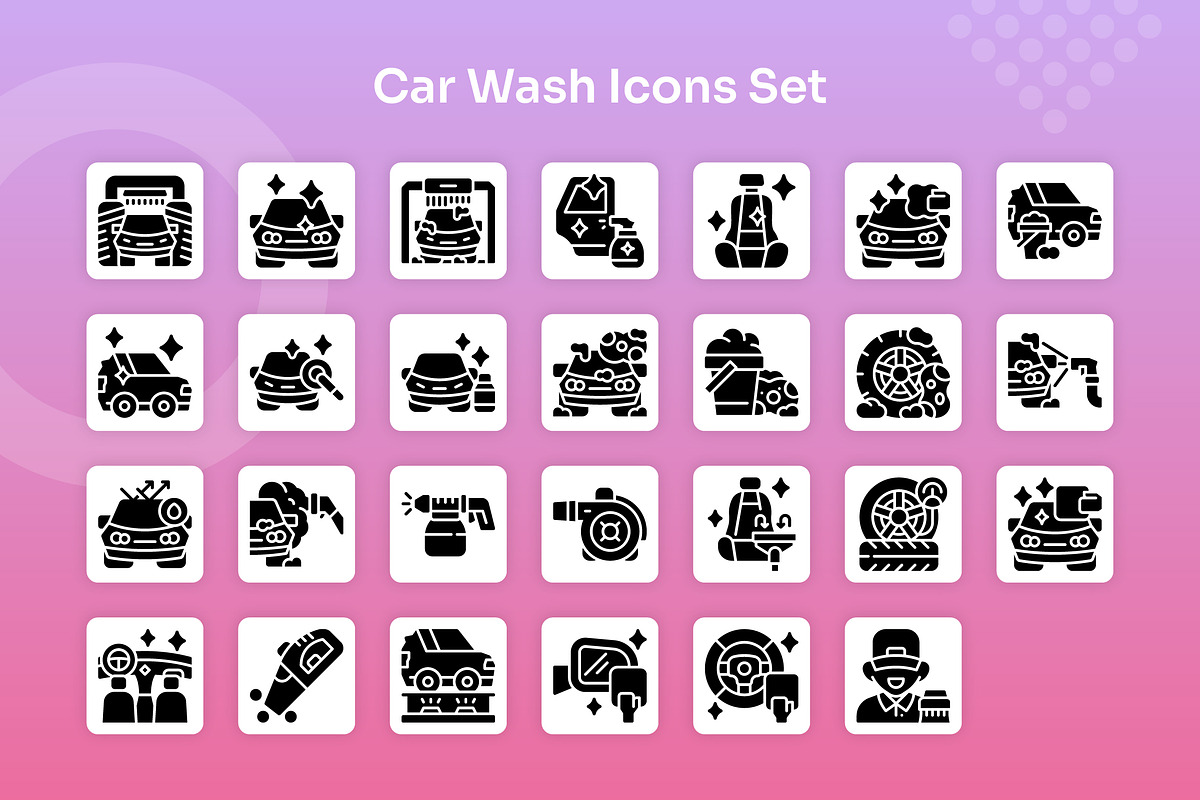 Car Wash Icons Set - Glyph, a Solid Icon by Kmg Design (Photo 2 of 2)