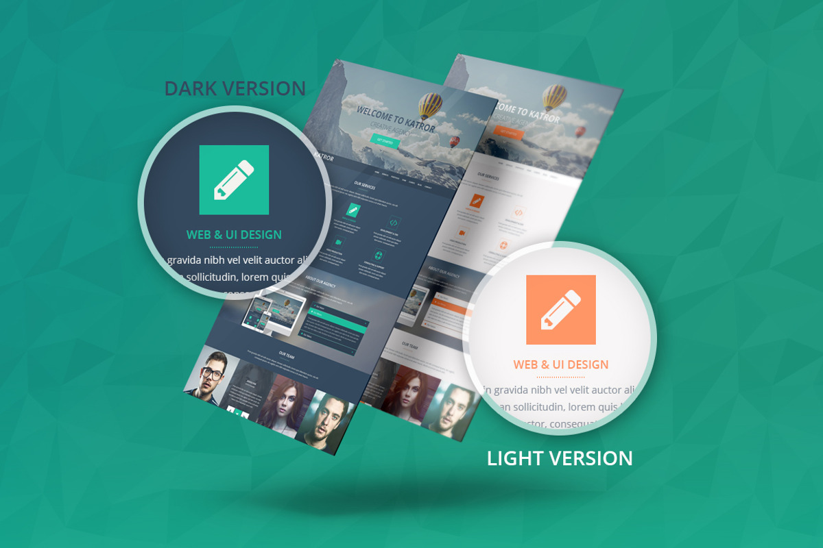 Katror | One Page Multi-purpose PSD, a Landing Page Template by Sreative (Photo 2 of 4)
