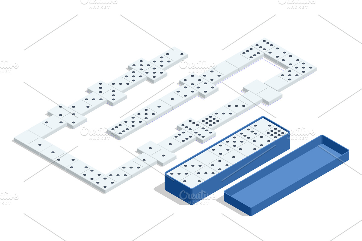 Isometric domino set with tiles and, an Object Illustration by Golden Sikorka