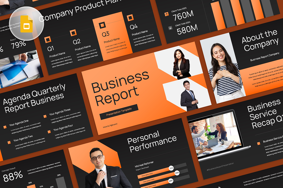 Business Report Google Slides, a Presentation Template by rgbryand (Photo 1 of 7)