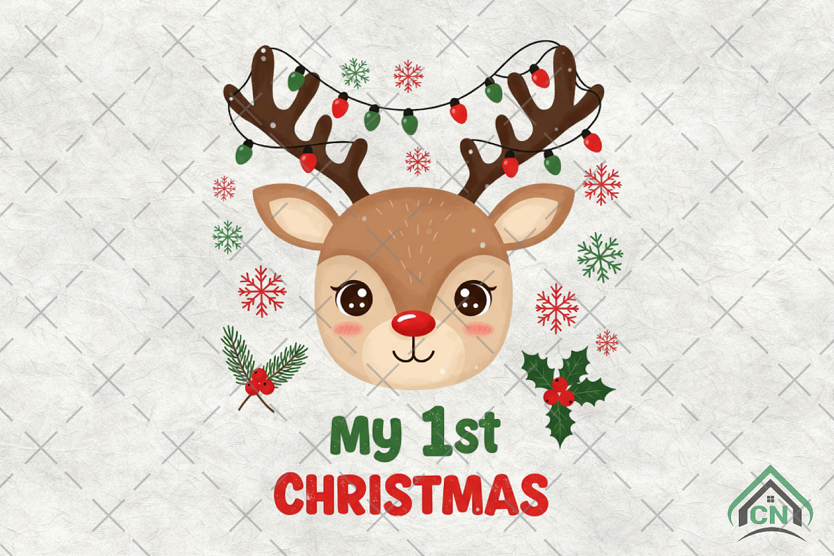 My 1st Christmas Reindeer PNG, an Illustration by Craft Nest (Photo 1 of 6)