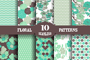 10 Floral Patterns, a Pattern Graphic by Sunset&Sea Design (Thumbnail 1 of 5)