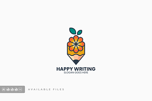 Happy Writing Simple Mascot Logo, a Branding & Logo Template by ivan_artnivora