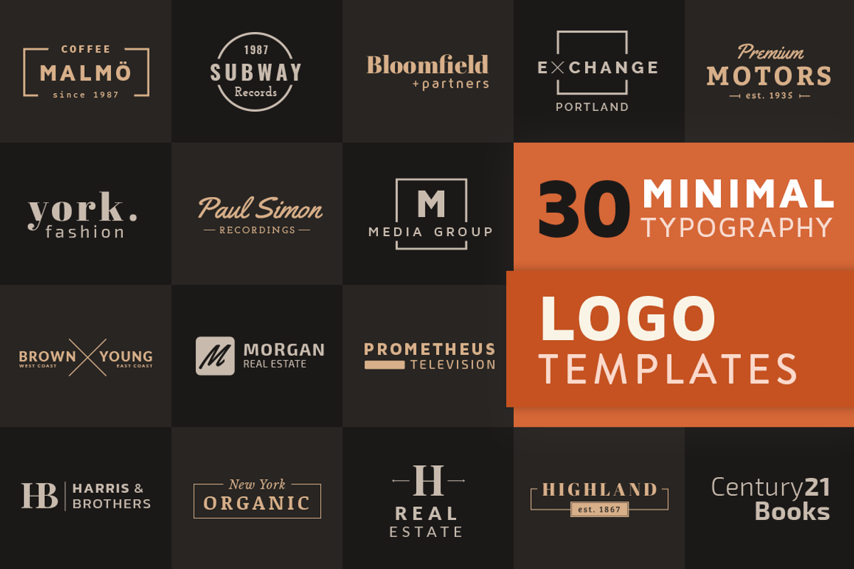 30 Minimal Typography Logo Templates, a Branding & Logo Template by PhotoMarket (Photo 1 of 12)