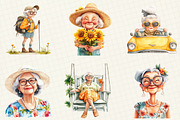 Watercolor Summer Grandma Clipart, an Illustration by OK Design (Thumbnail 3 of 5)