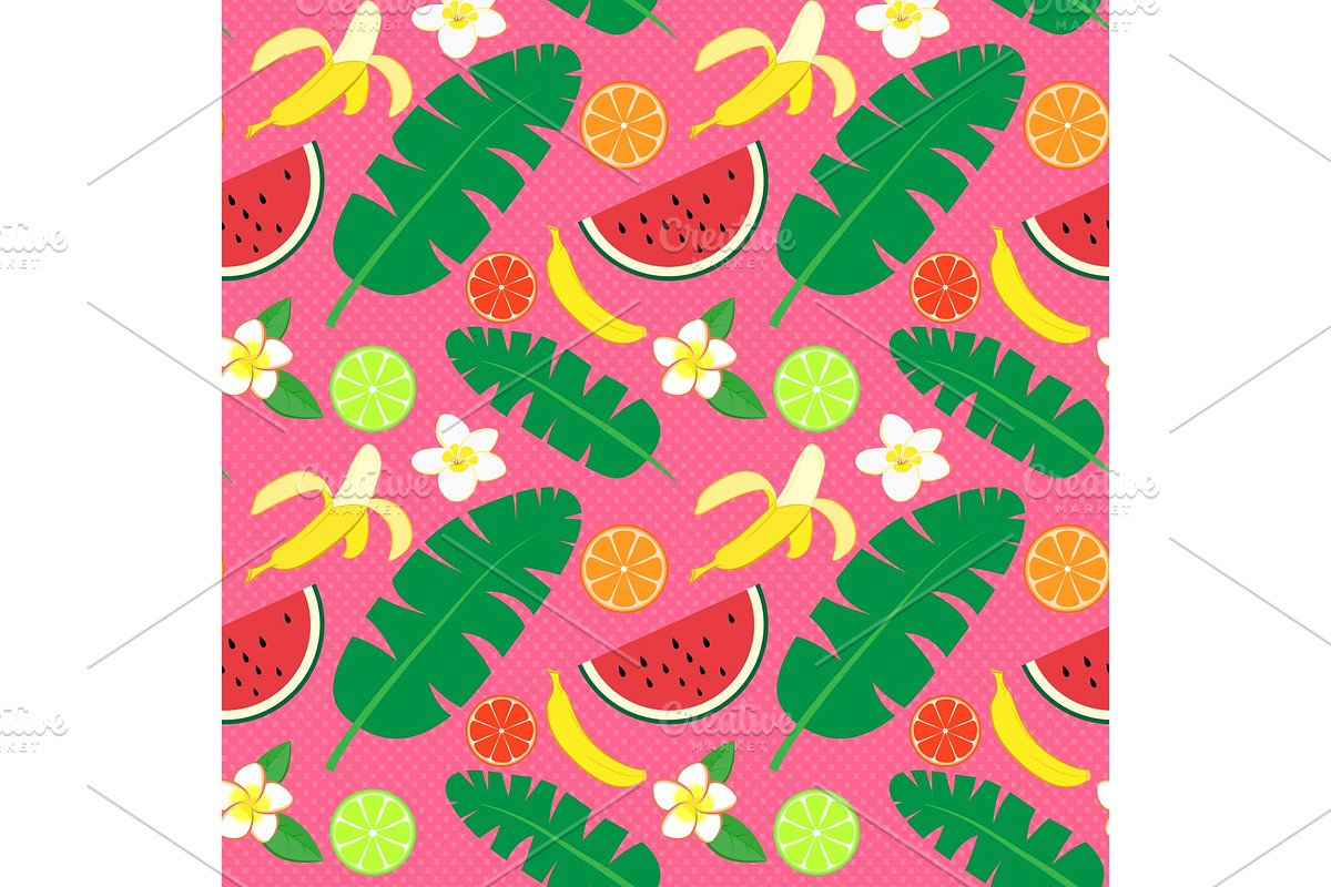 Tropical seamless vector pattern, a Food Illustration by EsmeHelit