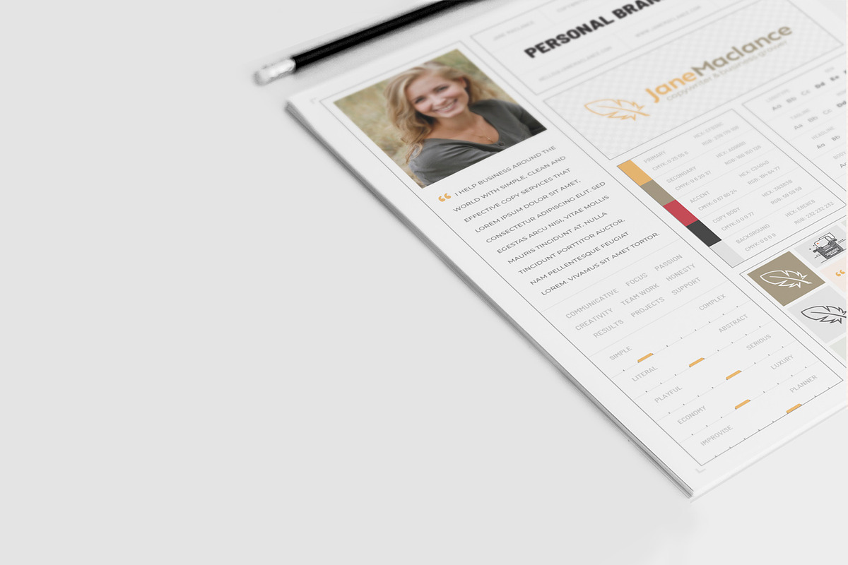 One Page Personal Brand Style Guide, a Stationery Template by Sargatal (Photo 3 of 4)