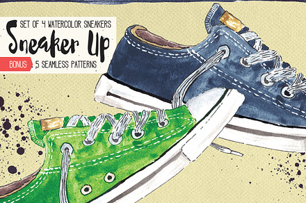 Watercolor Sneakers + Bonus