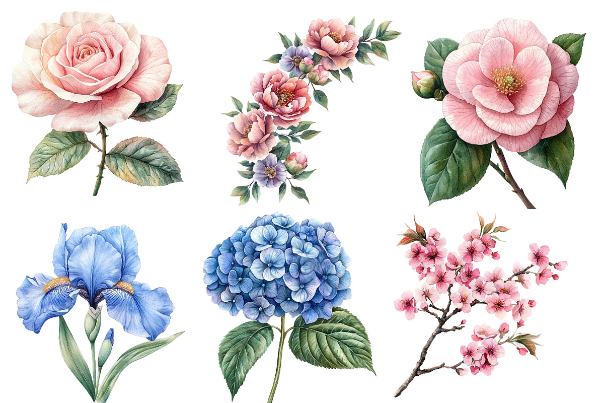 Chinoiserie Floral Clipart, an Illustration by Designworld (Photo 5 of 7)