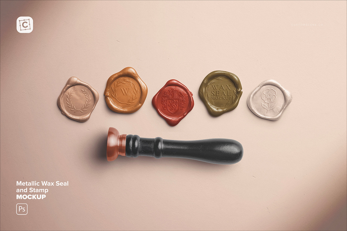 Metallic Wax Seal and Stamp Mockup, a Mockup by Custom Scene (Photo 1 of 11)