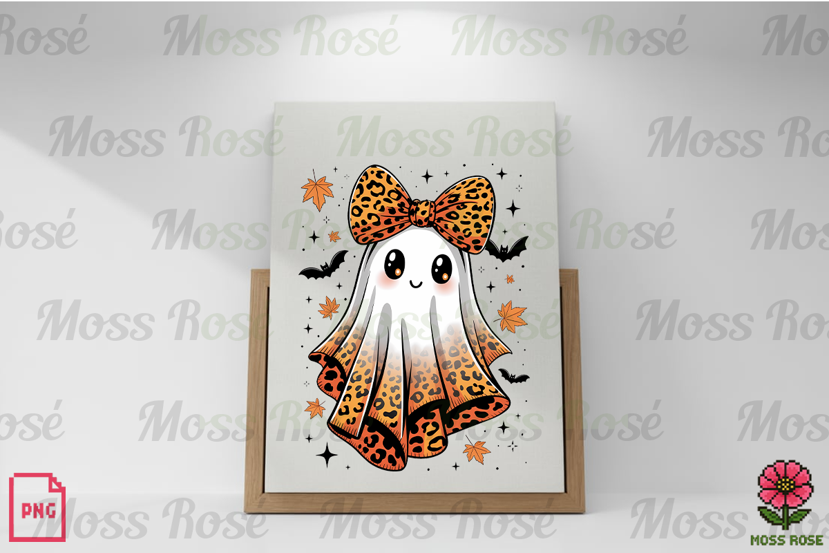 Leopard Bow Ghost Halloween PNG, a Graphic by Moss Rose (Photo 2 of 3)