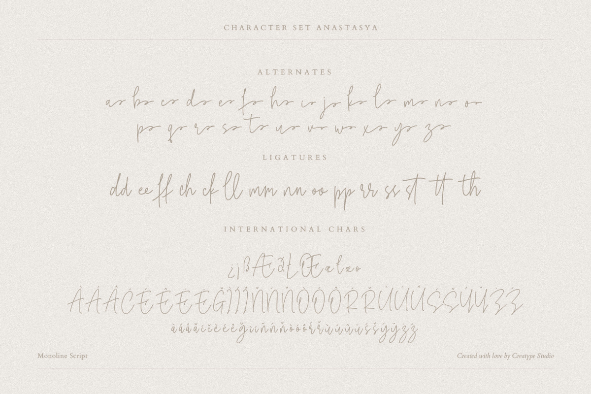 Anastasya Monoline Script, a Script Font by Creatype Studio (Photo 9 of 9)