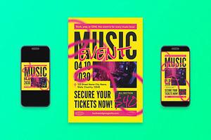 Grunge Music Event Flyer Set, a Flyer Template by Aiyari Graphic