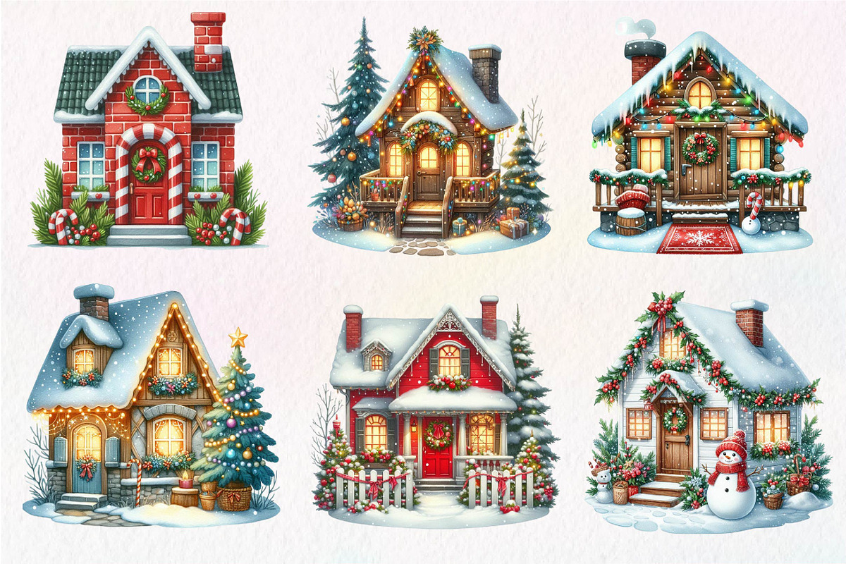 Christmas House Sublimation Clipart, an Illustration by Dream Creation (Photo 2 of 7)