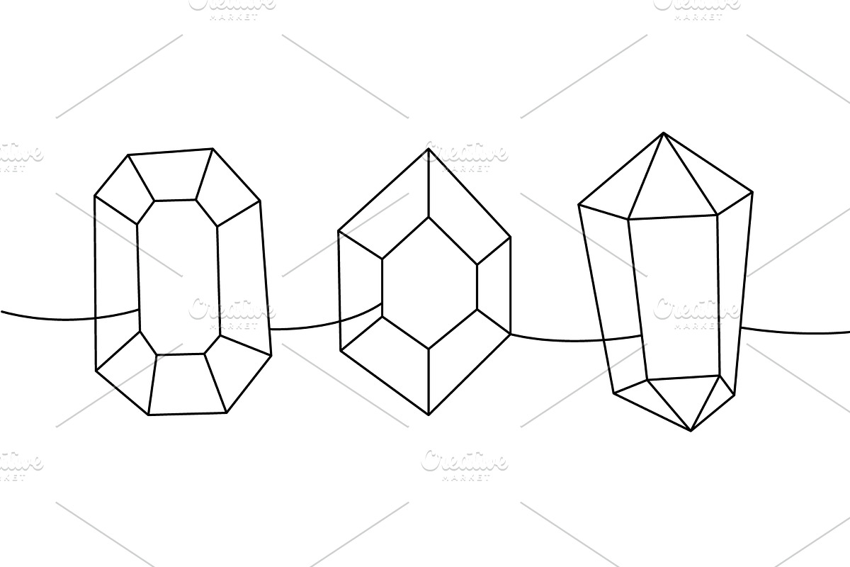 Magic luxury crystals one line, an Object Illustration by GraphiShop