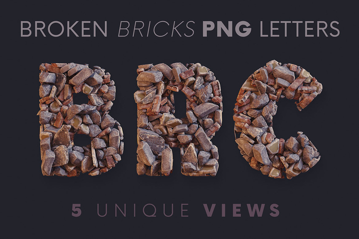 Broken Bricks - PNG Alphabet, an Object Graphic by MIIM (Photo 1 of 5)