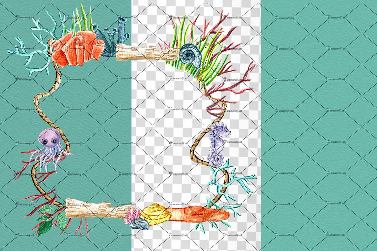 Ocean Whimsy Watercolor Wonders, an Illustration by Amarawolf's Art (Photo 8 of 18)