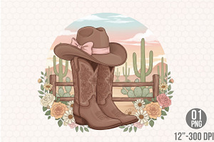 Western Cowgirl Coquette Country PNG, an Illustration by Designking