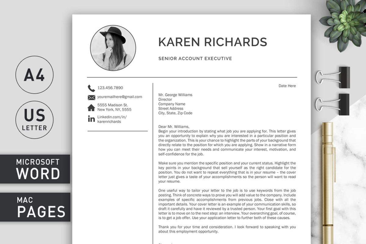 Minimal Resume Template / CV, a Resume Template by Klamp Studio (Photo 4 of 9)