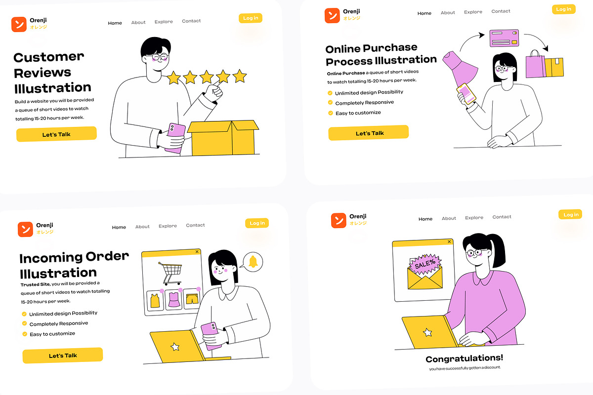 Shopping Illustration Pack, a Technology Illustration by orenjidesign (Photo 6 of 8)