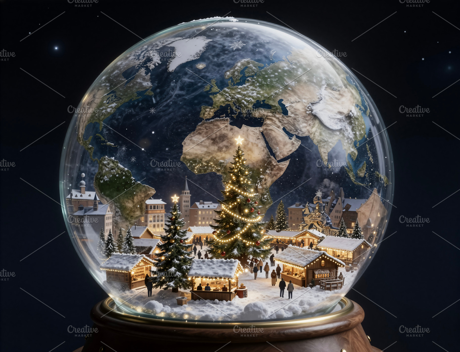 Earth Snow Globe on Christmas, a Photo by rarrarorro