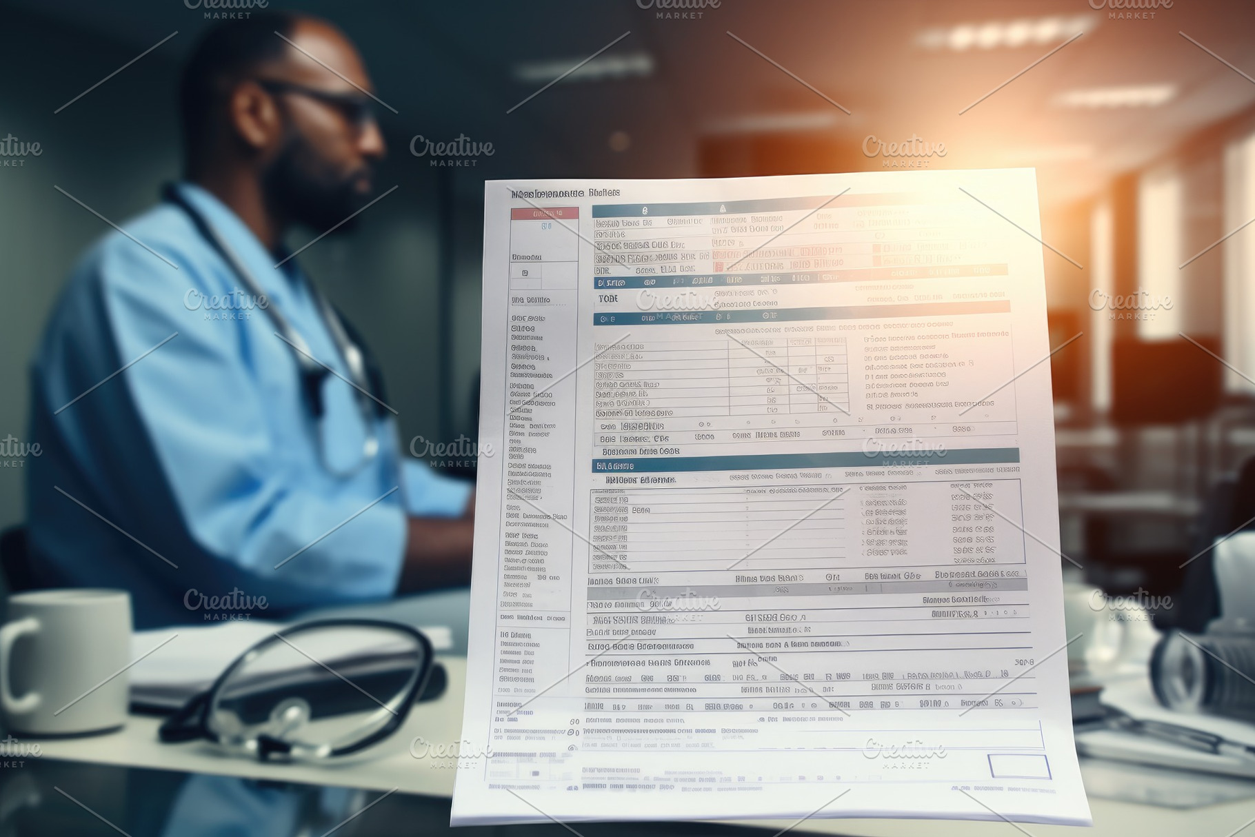 Close up of a medical report on a ta, a Photo by Iftikhar Alam