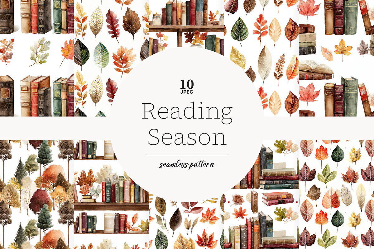 Autumn Reading Seamless Patterns, a Pattern Graphic by GlamArtZhanna (Photo 1 of 4)