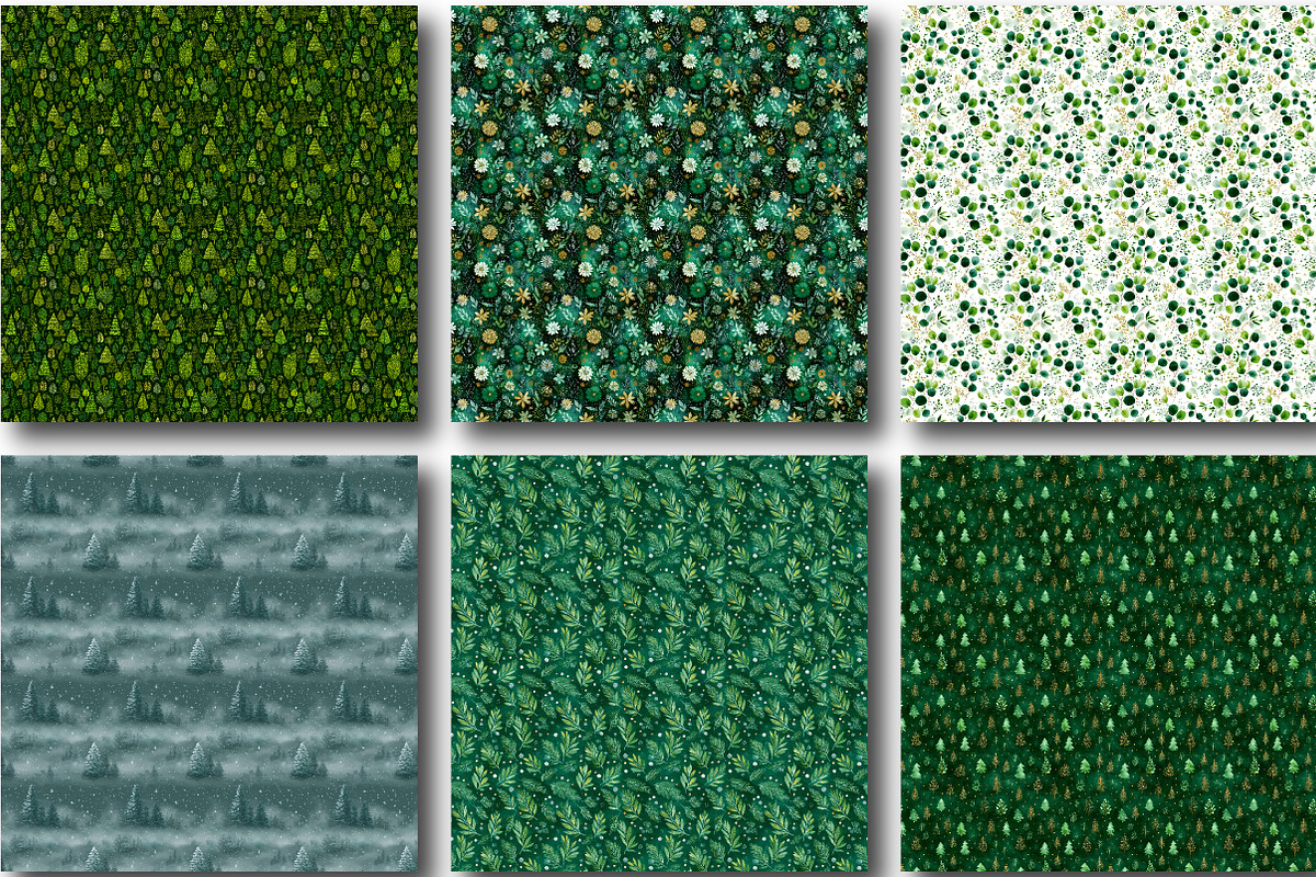 Green Christmas Digital Paper, a Work Illustration by CraftArtStudio (Photo 4 of 4)