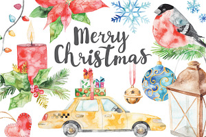 watercolor Merry Christmas set 2