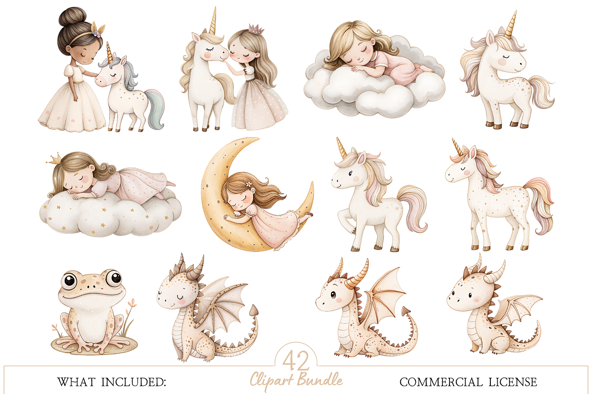 Little Princess Watercolor Clipart, an Illustration by MockupWizard (Photo 3 of 7)