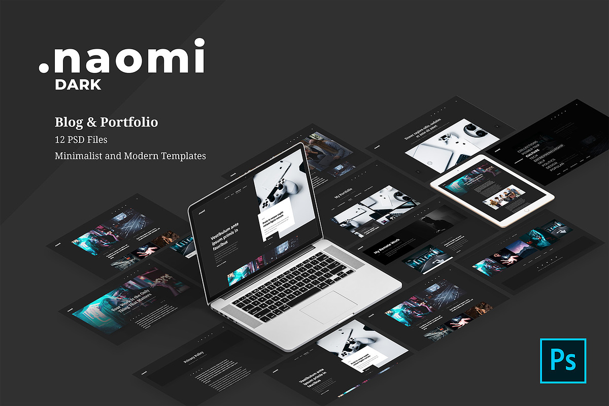 Naomi Dark - Blog & Portfolio PSD, a Websites & App Template by FreshPixels (Photo 1 of 9)
