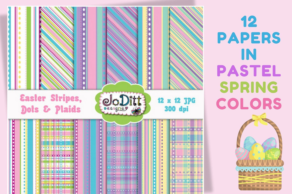 Easter Pattern Pastel Stripes Plaid, a Pattern Graphic by JoDitt Designs (Photo 1 of 2)
