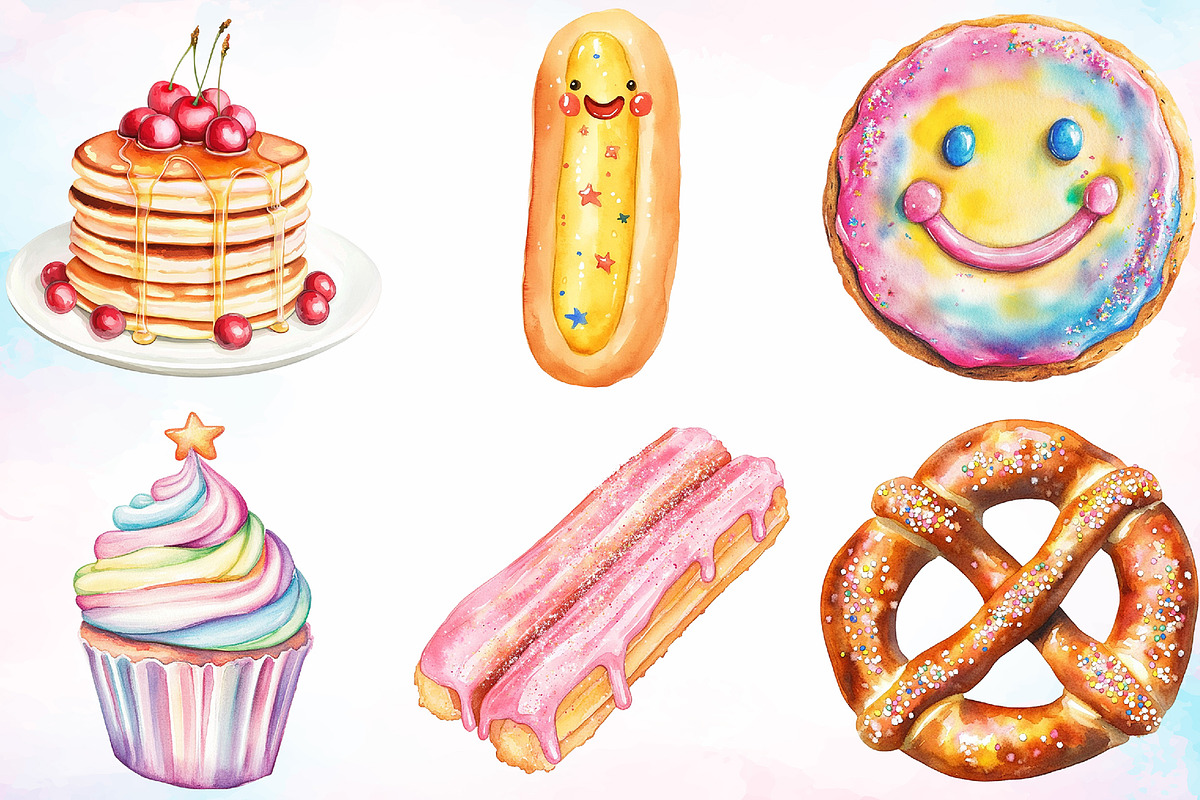 Watercolor Junk Food Clipart Bundle, a Food Illustration by Canvas Craft (Photo 3 of 3)