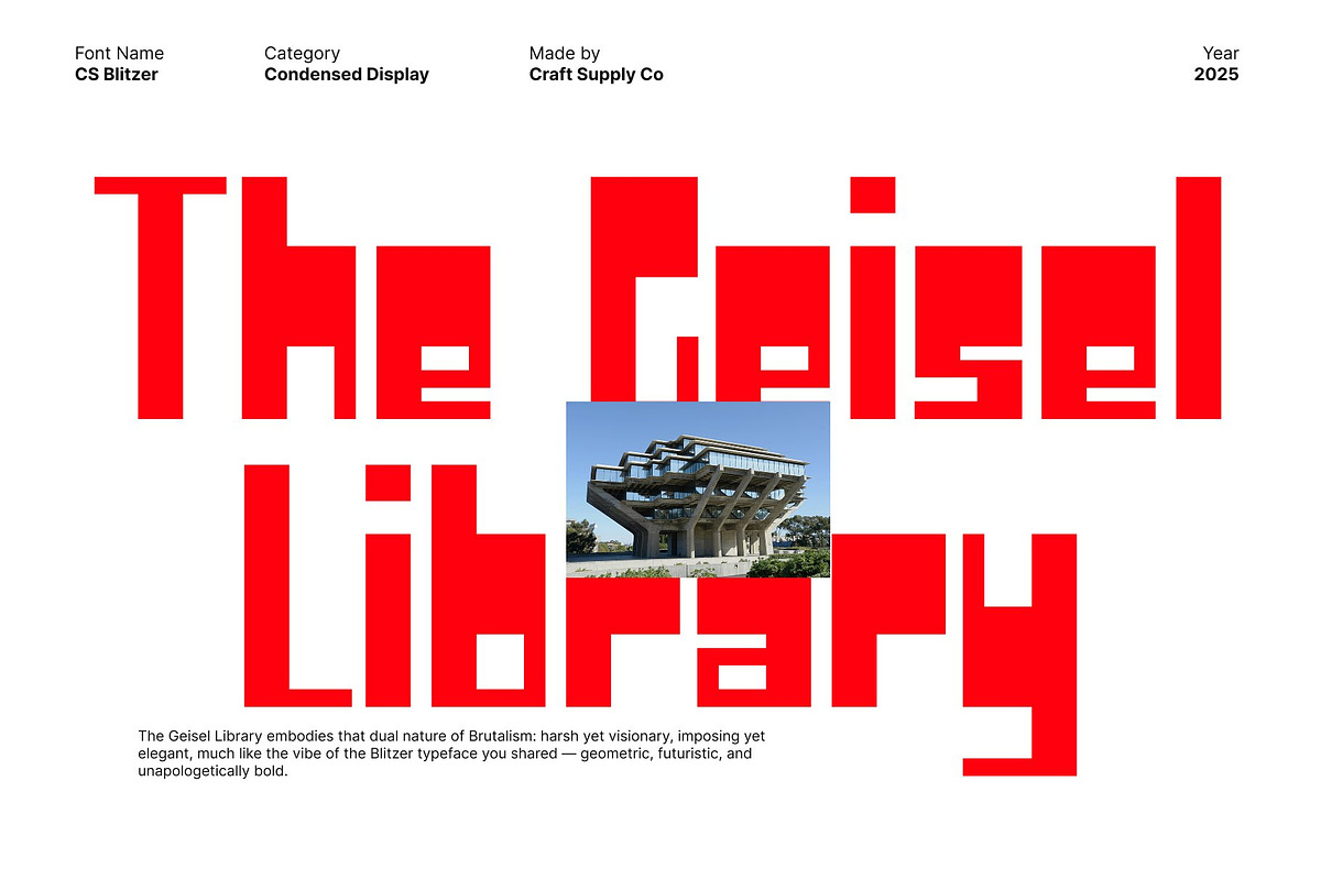 CS Blitzer – Brutalist Display Font, a Sans Serif Font by Craft Supply Co. (Photo 6 of 8)