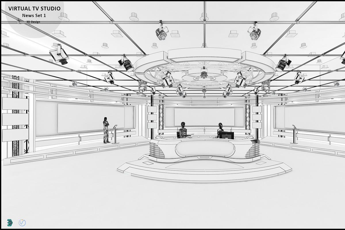 Virtual TV Studio News Set 1, an Architecture 3D Model by akerStudio (Photo 3 of 57)