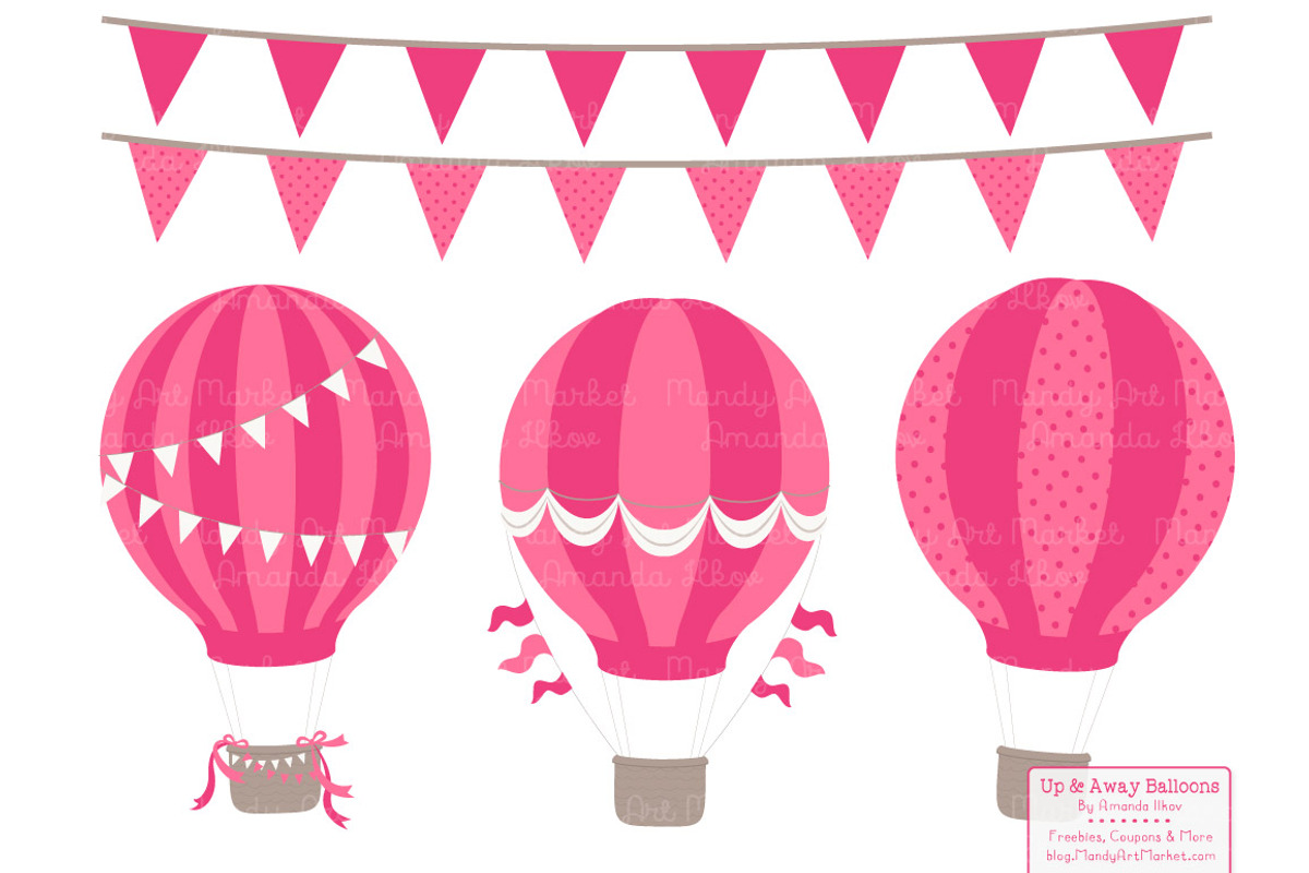 Hot Pink Hot Air Balloons & Patterns, an Illustration by Amanda Ilkov (Photo 3 of 5)