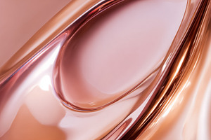 Rose gold liquid metal flowing with reflections and smooth waves, a Photo by Studio ANNA