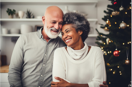 Senior multiracial couple at home, a Holiday Photo by Lermont51
