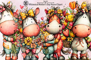 Whimsical Mother's Day Horse Clipart, an Illustration by SVGArt