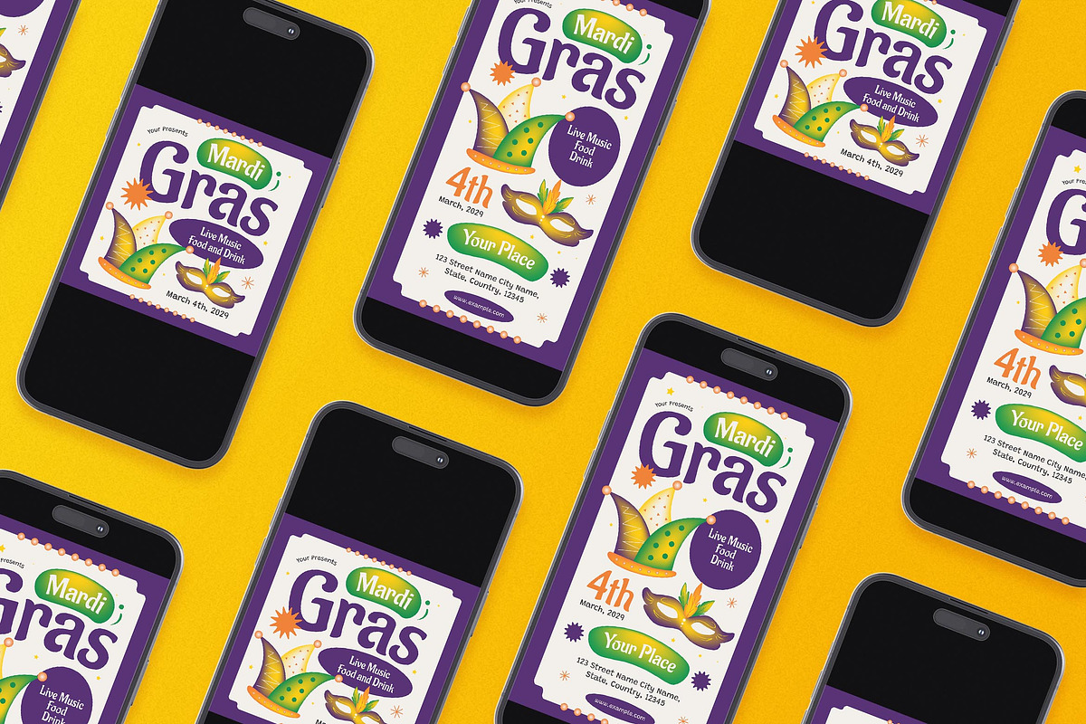Purple Mardi Gras Flyer Set, a Flyer Template by Aiyari Graphic (Photo 2 of 3)