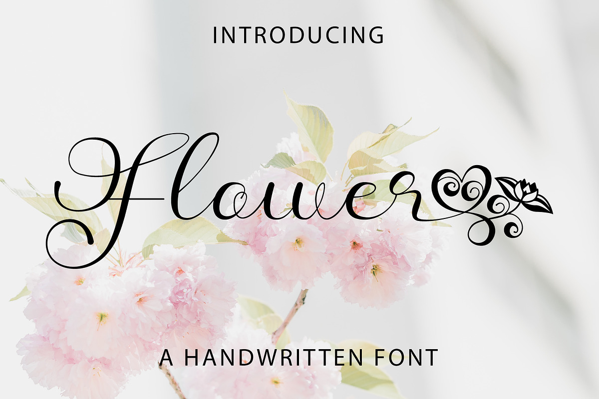 Flower Script Font, a Script Font by Densu Creative (Photo 1 of 9)