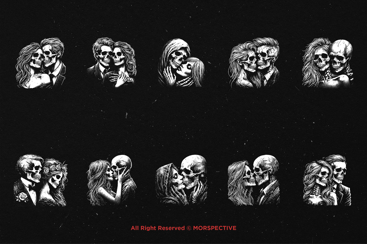 10 Bundle Dark Art Skull Romance, an Illustration by Morspective (Photo 6 of 7)