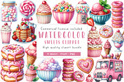 Watercolor Sweets Clipart, an Illustration by CreationArt (Thumbnail 1 of 5)